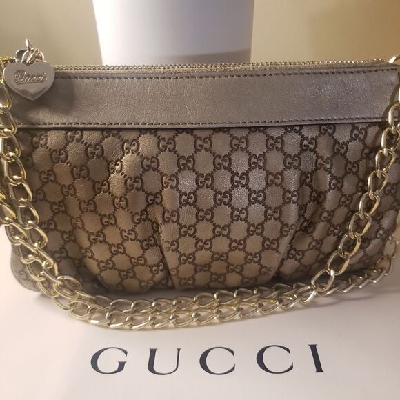 Gucci Vintage GG Monogram Gold Leather Mini Shoulder Bag - Picture 17 of 17